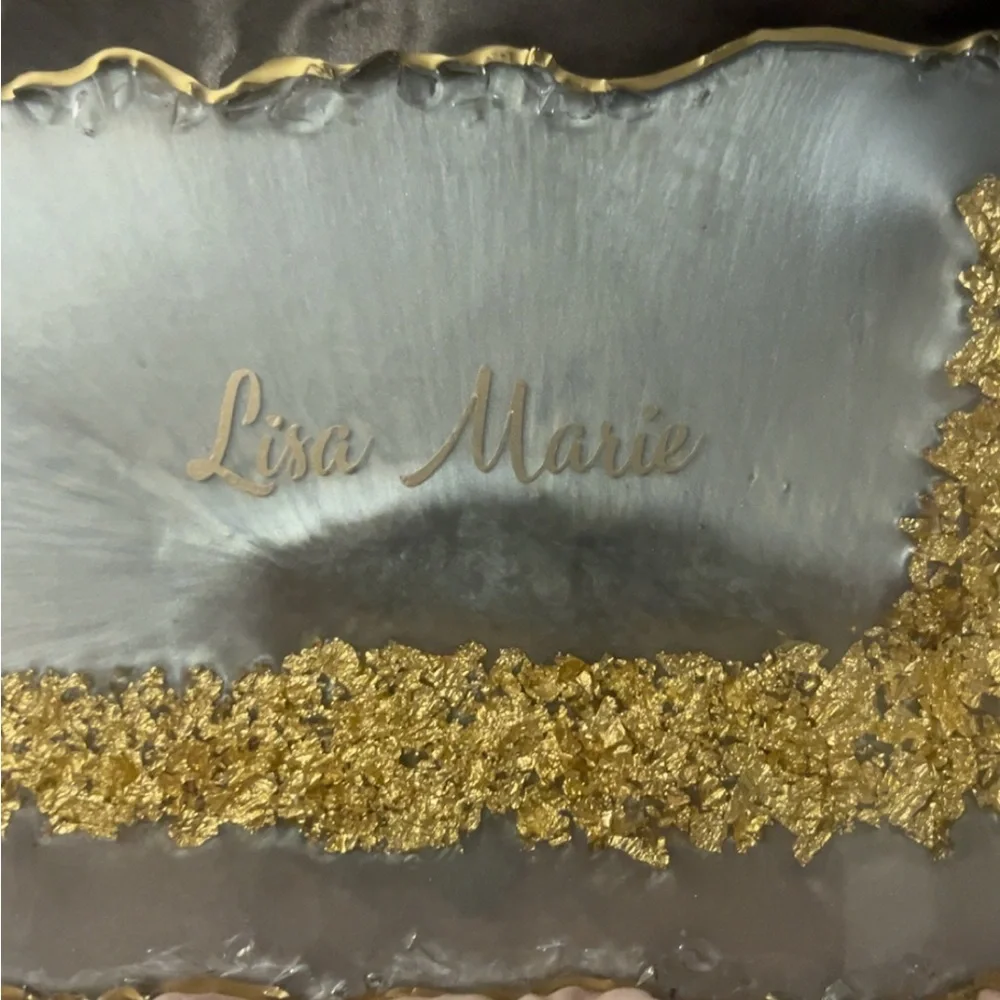 Elegant Gold and Silver Decorative Tray-Gold Resin